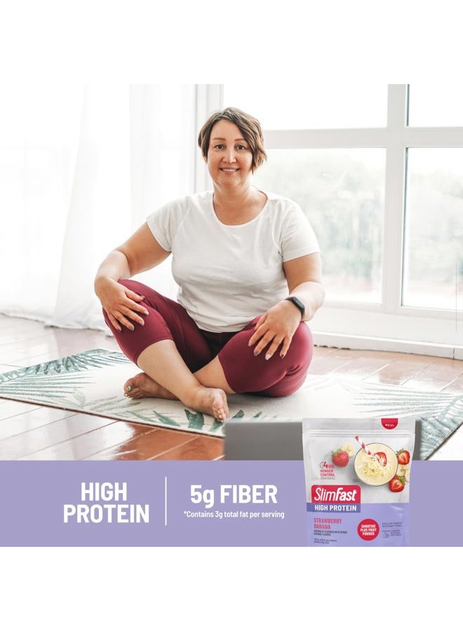 SlimFast High Protein Smoothie Mix Plus Fruit Powder, High Protein Meal Replacement Powder, Fiber, Vitamin C, 21 Servings, 1.29 Pounds, Strawberry Banana (Packaging May Vary) - Image 5